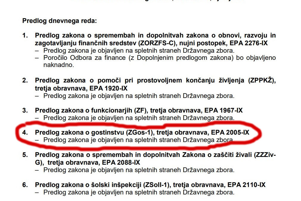 Zakon o gostinstvu tik pred sprejemom: Dan D je v petek!