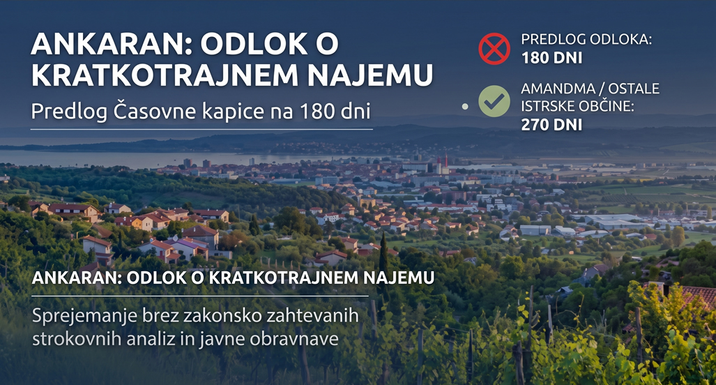 Občina Ankaran na zadnji seji mandata mimo javnosti v rezanje zasebnih ponudnikov: skrivanje analize, soliranje in ignoriranje lastnih izračunov
